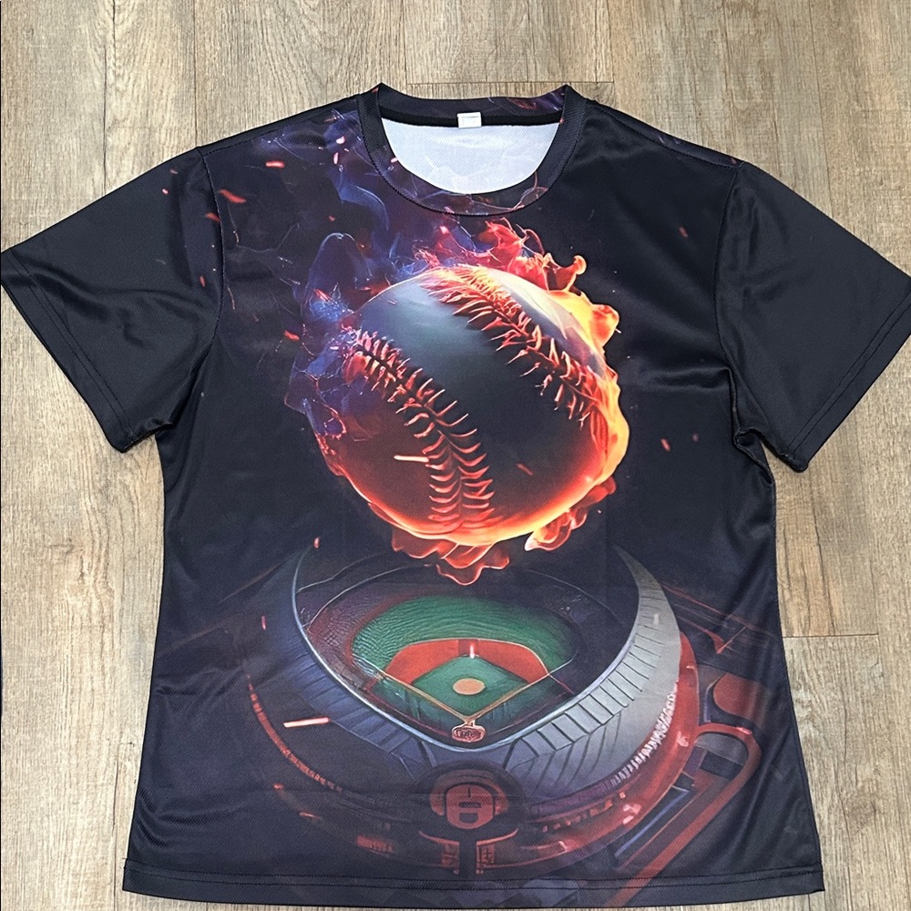 Black Graphic Baseball T-Shirt